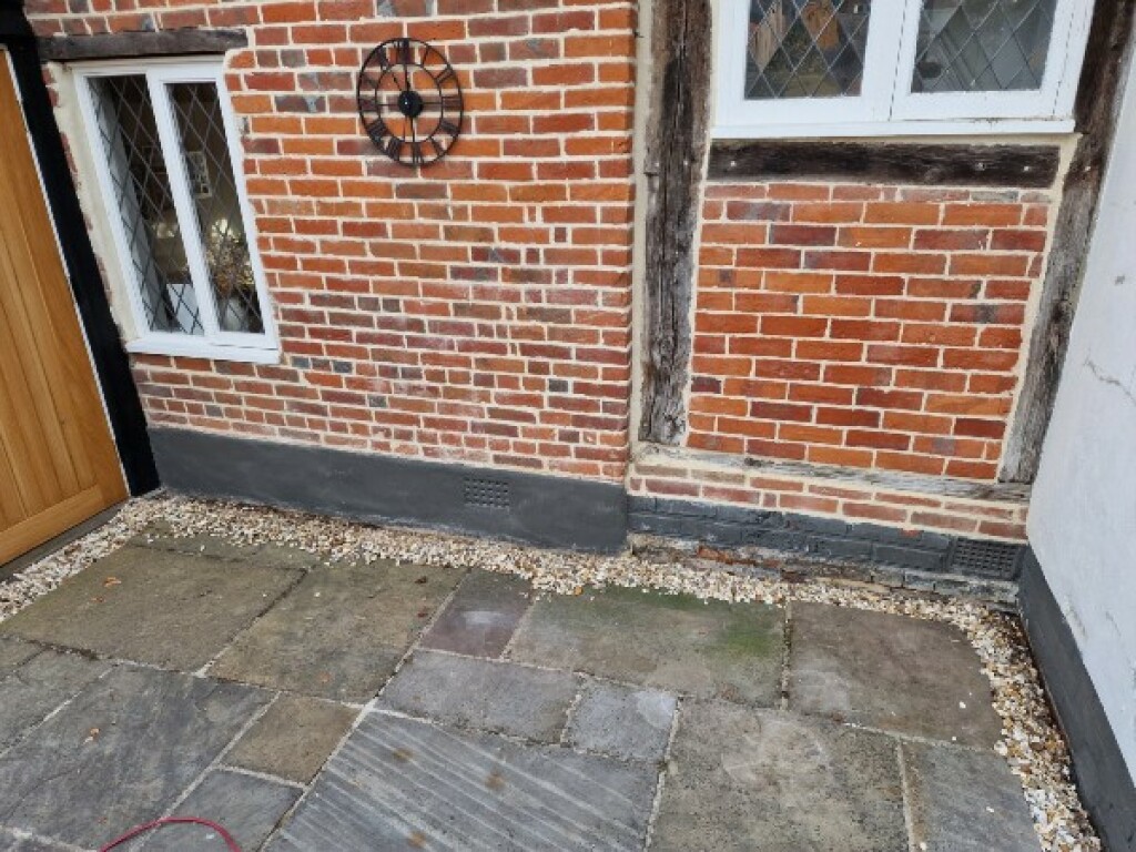 Cottage Render Repair Black Plinth Paint Lime Stuff